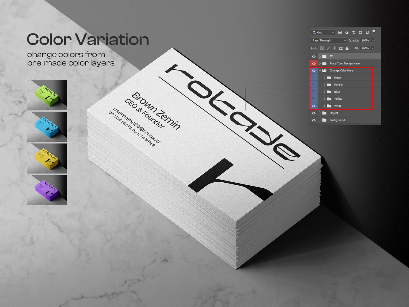 简约商务名片卡片Vi设计展示效果图PS贴图样机模板素材 Minimal Business Card Branding Mockup 样机素材 sucaiwan.com