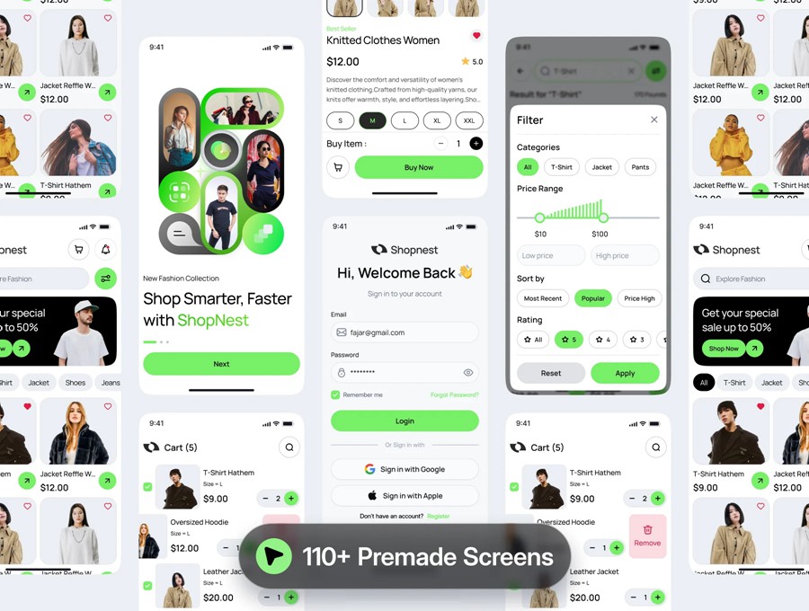 110+屏时尚双配色时装服装电商商城购物APP UI界面设计Figma模板套件素材 Shopnest – Ecommerce Mobile App UI Kit APP UI 第2张-素材湾丨精选海外优质设计素材资源 110+屏时尚双配色时装服装电商商城购物APP UI界面设计Figma模板套件素材 Shopnest – Ecommerce Mobile App UI Kit APP UI sucaiwan.com
