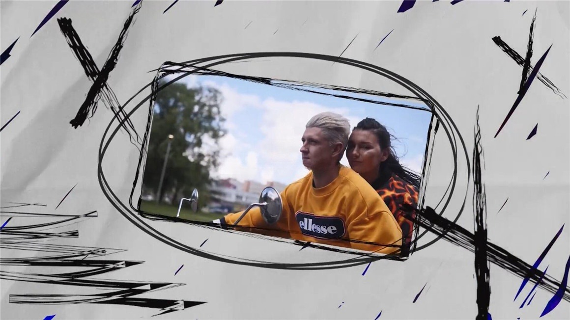 AE/PR模板：嘻哈朋克风格垃圾动态手绘摇滚笔刷框架无缝转场过渡 , sucaiwan.com