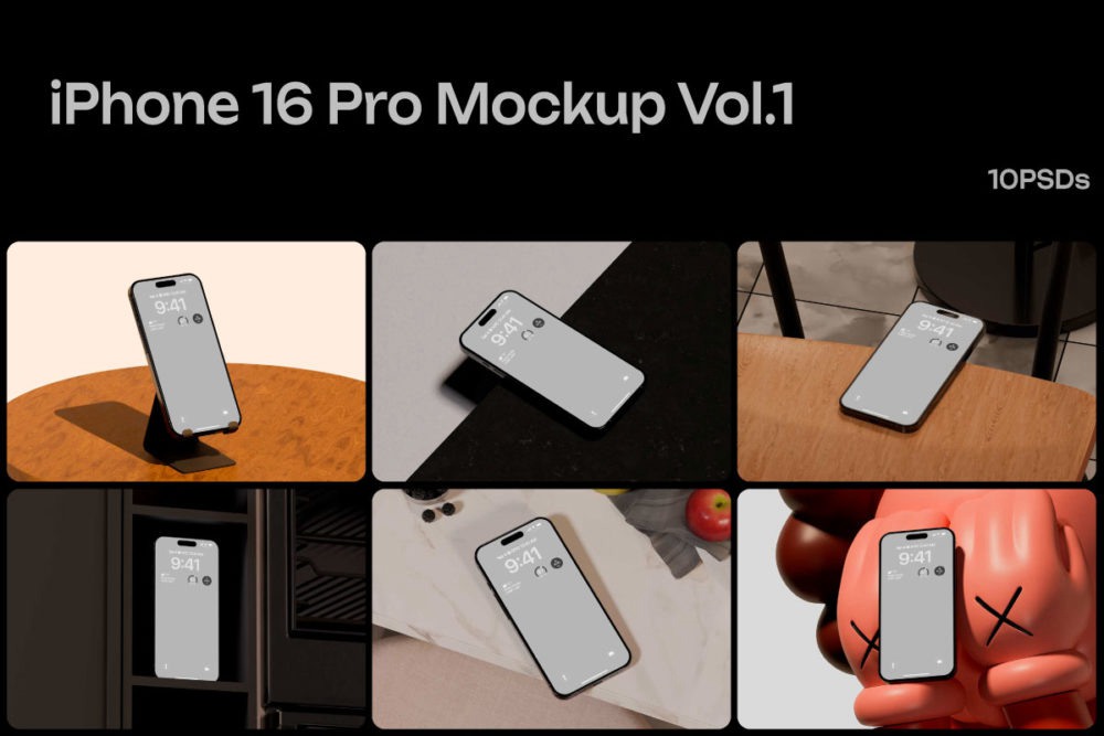 10款真实拍摄UI广告设计苹果iPhone 16 Pro展示效果图PS贴图样机MOCKUP模板素材 iPhone 16 Pro Mockups Vol.1 样机素材 第1张-素材湾丨精选海外优质设计素材资源 10款真实拍摄UI广告设计苹果iPhone 16 Pro展示效果图PS贴图样机MOCKUP模板素材 iPhone 16 Pro Mockups Vol.1 样机素材 sucaiwan.com