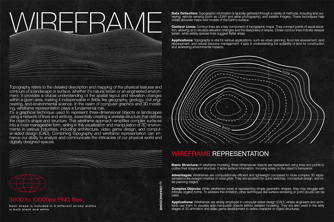 75款科技未来抽象艺术黑白波浪网格线条地形图线框赛博朋克背景图形AI矢量设计元素套装 75 Wireframe Topo Elements Vectors , 第2张-素材湾丨精选海外优质设计素材资源 75款科技未来抽象艺术黑白波浪网格线条地形图线框赛博朋克背景图形AI矢量设计元素套装 75 Wireframe Topo Elements Vectors , sucaiwan.com