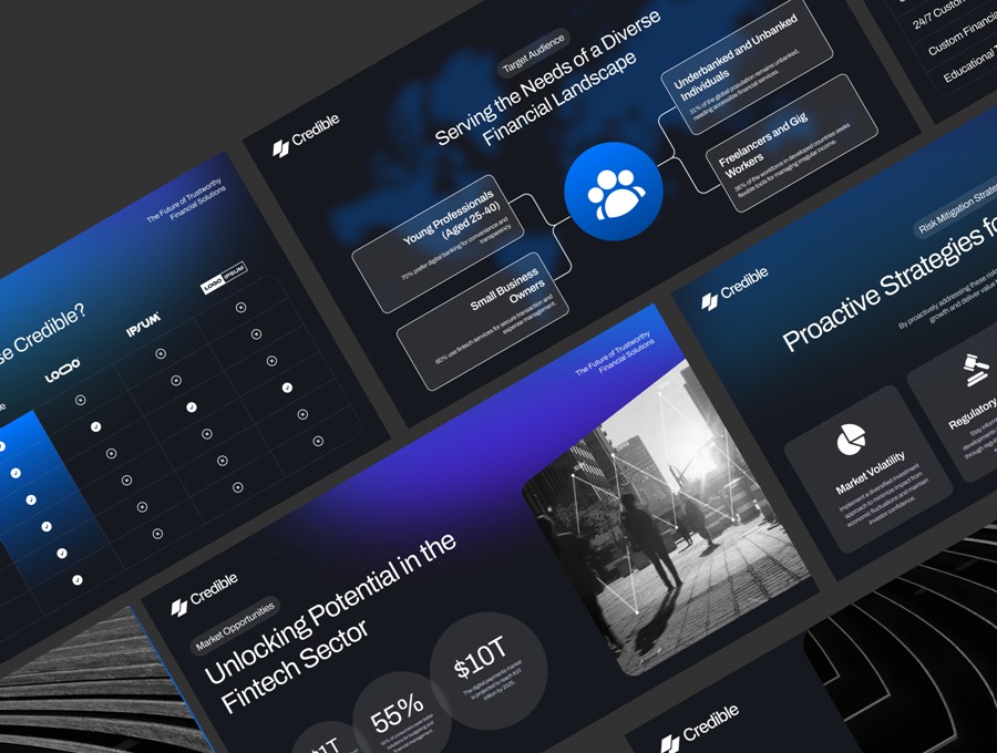 25页极简创意金融科技品牌宣传提案演示文稿幻灯片设计PPT/Figma模板素材 Credible – Fintech Deck Presentation 幻灯图表 第6张-素材湾丨精选海外优质设计素材资源 25页极简创意金融科技品牌宣传提案演示文稿幻灯片设计PPT/Figma模板素材 Credible – Fintech Deck Presentation 幻灯图表 sucaiwan.com