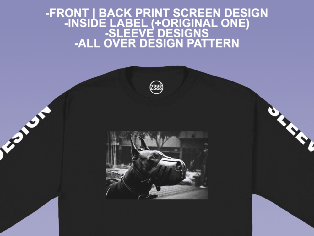 潮流圆领超大卫衣上衣印花图案设计展示效果图PSD样机模板素材 Gildan 2400&5400 Mockup 样机素材 sucaiwan.com