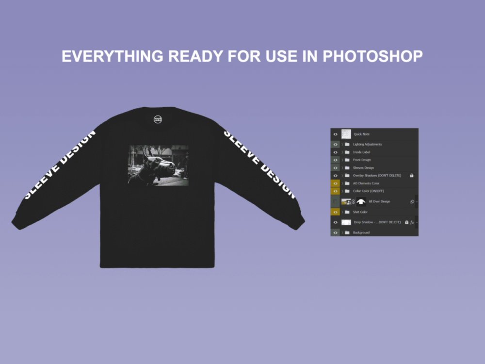 潮流圆领超大卫衣上衣印花图案设计展示效果图PSD样机模板素材 Gildan 2400&5400 Mockup 样机素材 sucaiwan.com