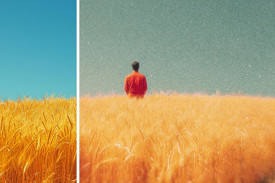 复古做旧电影外观杂点颗粒老式照片效果PS特效滤镜插件样机素材 Cinematic Drama Glow Photo Effect 插件预设 sucaiwan.com