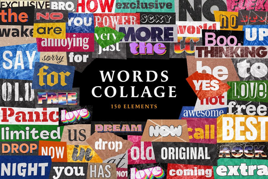 150款复古文字英文标语手账贴纸拼贴艺术平面影视PNG免扣元素 Words Collage Elements 图片素材 第1张-素材湾丨精选海外优质设计素材资源 150款复古文字英文标语手账贴纸拼贴艺术平面影视PNG免扣元素 Words Collage Elements 图片素材 sucaiwan.com