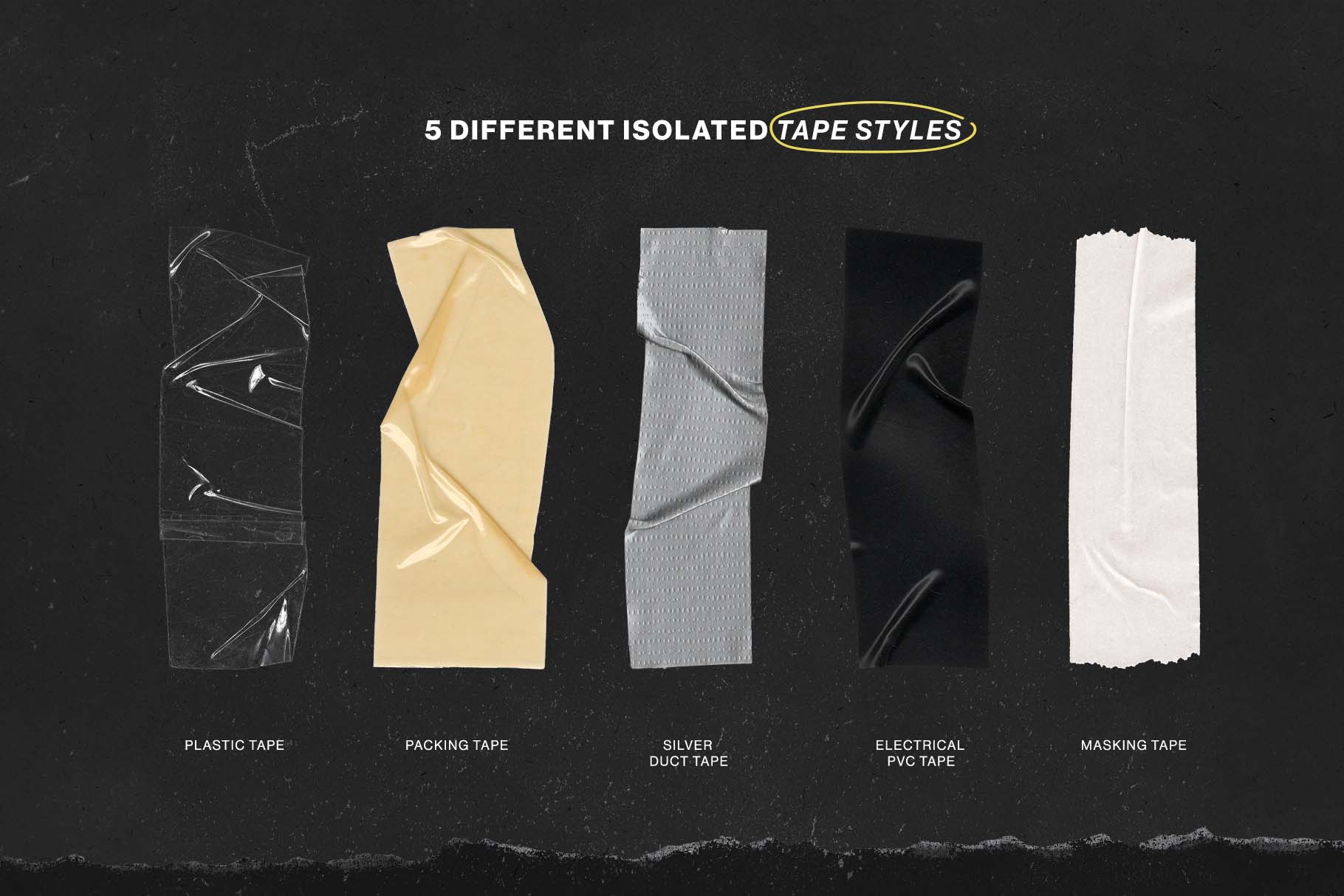 AE模板：复古垃圾摇滚美学拼贴艺术塑料触感纸胶带叠加动画模板 Sticky Tapes Graphics Pack , sucaiwan.com