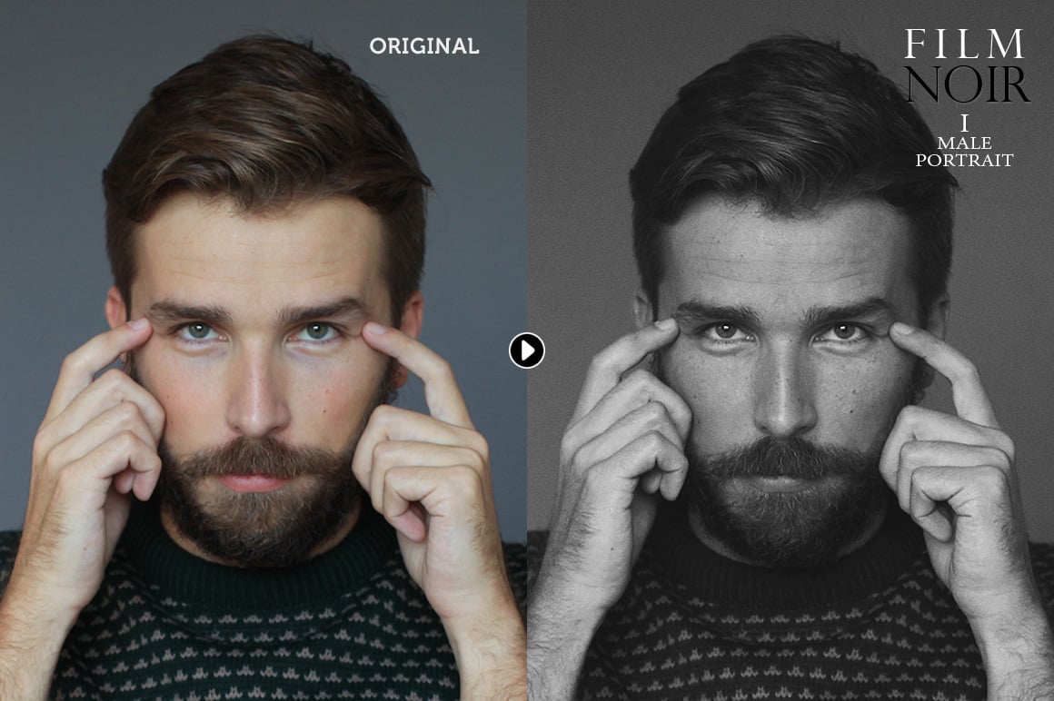 6组怀旧黑白色肖像摄影电影外观Ps调色动作模版 Film Noir B&W Photoshop Actions 插件预设 第4张-素材湾丨精选海外优质设计素材资源 6组怀旧黑白色肖像摄影电影外观Ps调色动作模版 Film Noir B&W Photoshop Actions 插件预设 sucaiwan.com