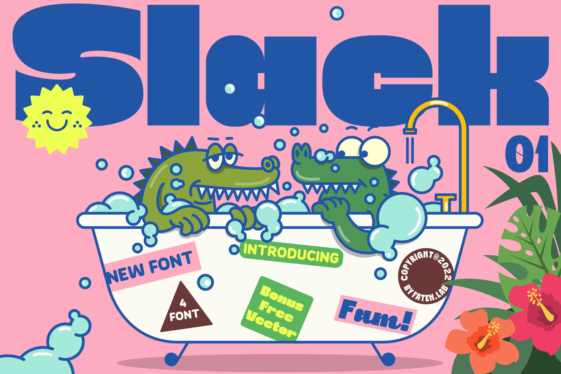 乐趣、欢快、多彩现代潮流时尚海报设计精品无衬线字体 + AI矢量贴纸插画 Slack 01 | Cheerful Sans Serif Font , 第1张-素材湾丨精选海外优质设计素材资源 乐趣、欢快、多彩现代潮流时尚海报设计精品无衬线字体 + AI矢量贴纸插画 Slack 01 | Cheerful Sans Serif Font , sucaiwan.com