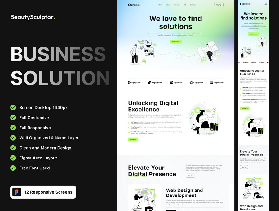 12屏创意数字网络科技企业官网网站界面WEB UI设计Figma模板套件 DigitalBoostPro – Business Solution Website Template – UI Kit APP UI 第1张-素材湾丨精选海外优质设计素材资源 12屏创意数字网络科技企业官网网站界面WEB UI设计Figma模板套件 DigitalBoostPro – Business Solution Website Template – UI Kit APP UI sucaiwan.com