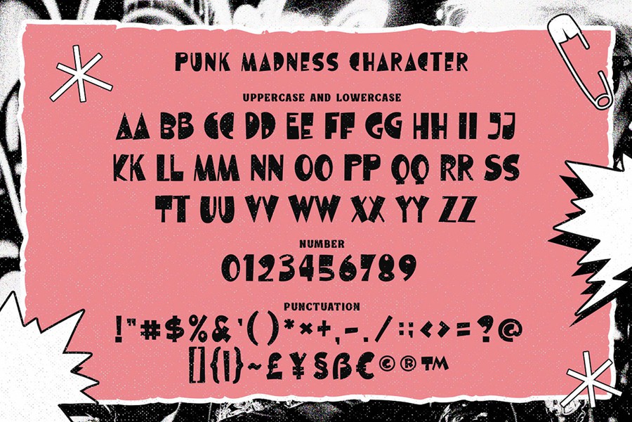 时尚摇滚朋克风品牌海报徽标设计无衬线英文字体安装包 Punk Madness a Punk Style Font 设计素材 第2张-素材湾丨精选海外优质设计素材资源 时尚摇滚朋克风品牌海报徽标设计无衬线英文字体安装包 Punk Madness a Punk Style Font 设计素材 sucaiwan.com