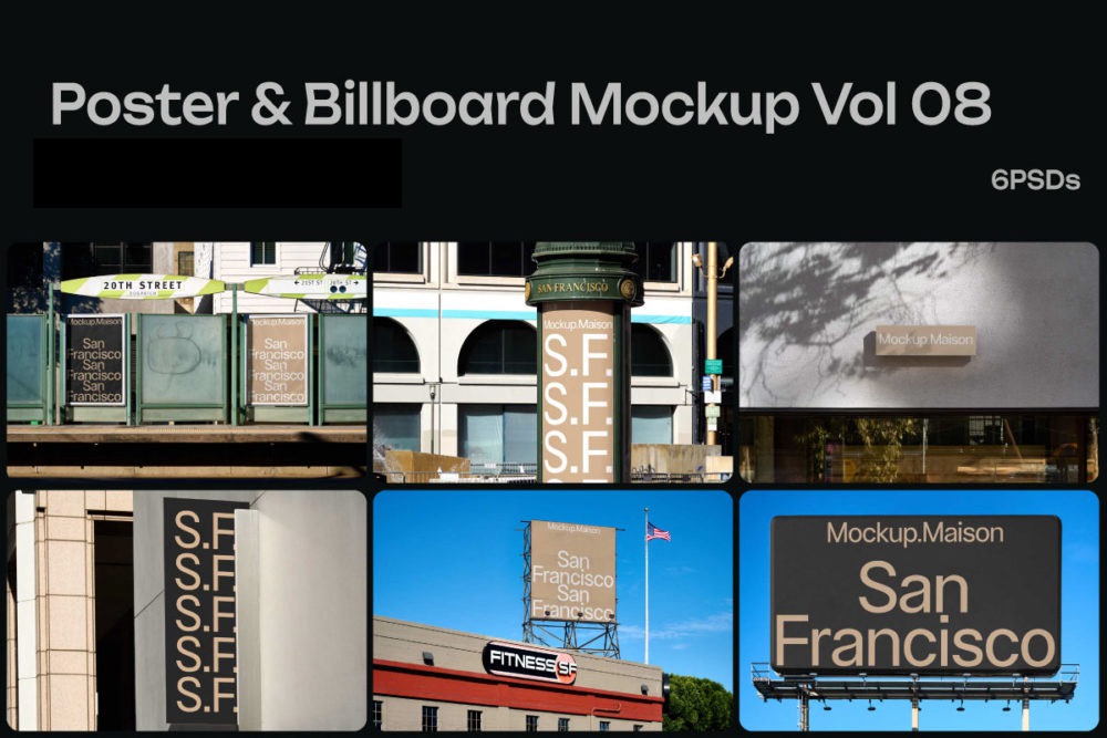 6款质感国外城市街头墙壁房顶广告牌海报设计PS贴图样机MOCKUP模板 Mockup.Maison – Роster & Billboard Mockup Collection 08 样机素材 第1张-素材湾丨精选海外优质设计素材资源 6款质感国外城市街头墙壁房顶广告牌海报设计PS贴图样机MOCKUP模板 Mockup.Maison – Роster & Billboard Mockup Collection 08 样机素材 sucaiwan.com