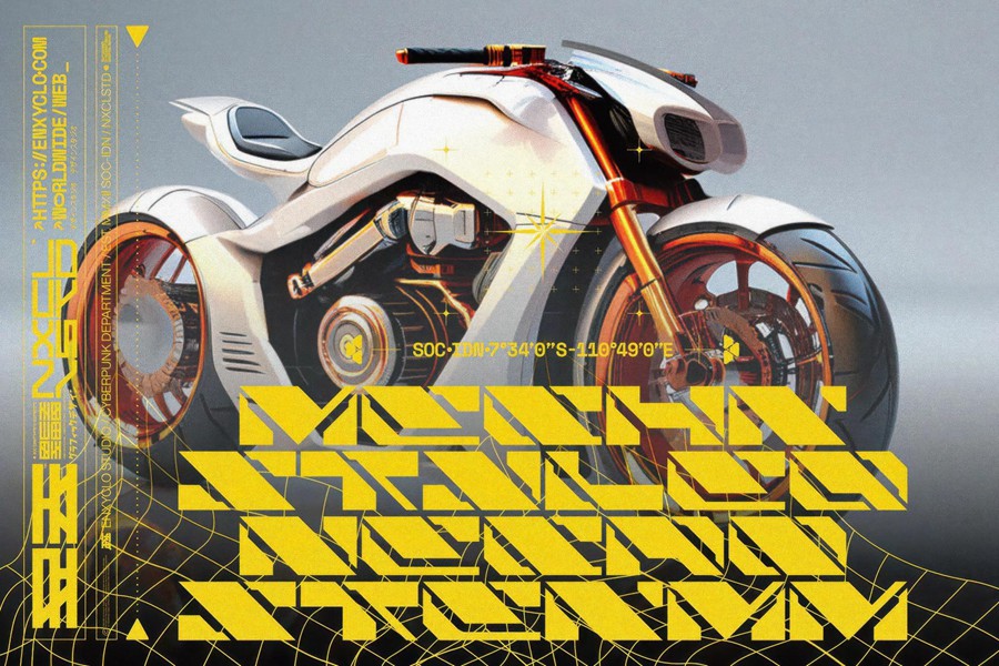 英文字体:复古Y2K赛博朋克风潮流粗体倾斜斜体先锋字体包 NCL Raxor — Futuristic Cyberpunk Font , 第4张-素材湾丨精选海外优质设计素材资源 英文字体:复古Y2K赛博朋克风潮流粗体倾斜斜体先锋字体包 NCL Raxor — Futuristic Cyberpunk Font , sucaiwan.com