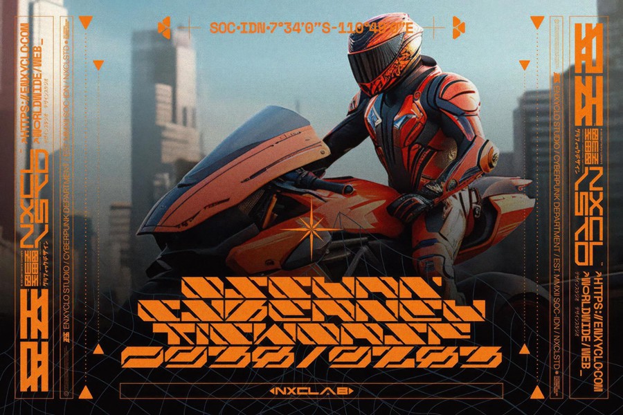 英文字体:复古Y2K赛博朋克风潮流粗体倾斜斜体先锋字体包 NCL Raxor — Futuristic Cyberpunk Font , 第5张-素材湾丨精选海外优质设计素材资源 英文字体:复古Y2K赛博朋克风潮流粗体倾斜斜体先锋字体包 NCL Raxor — Futuristic Cyberpunk Font , sucaiwan.com