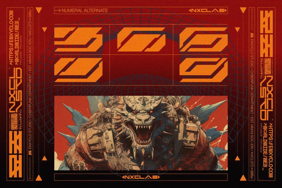 英文字体:复古Y2K赛博朋克风潮流粗体倾斜斜体先锋字体包 NCL Raxor — Futuristic Cyberpunk Font , 第8张-素材湾丨精选海外优质设计素材资源 英文字体:复古Y2K赛博朋克风潮流粗体倾斜斜体先锋字体包 NCL Raxor — Futuristic Cyberpunk Font , sucaiwan.com