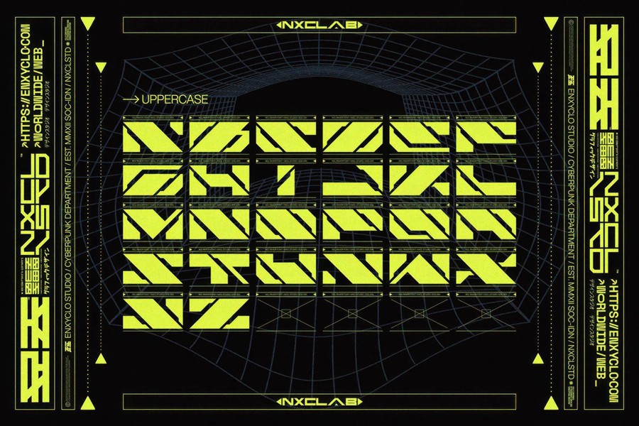 英文字体:复古Y2K赛博朋克风潮流粗体倾斜斜体先锋字体包 NCL Raxor — Futuristic Cyberpunk Font , 第11张-素材湾丨精选海外优质设计素材资源 英文字体:复古Y2K赛博朋克风潮流粗体倾斜斜体先锋字体包 NCL Raxor — Futuristic Cyberpunk Font , sucaiwan.com