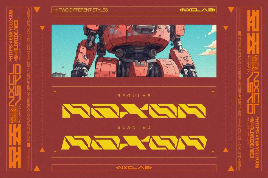 英文字体:复古Y2K赛博朋克风潮流粗体倾斜斜体先锋字体包 NCL Raxor — Futuristic Cyberpunk Font , 第10张-素材湾丨精选海外优质设计素材资源 英文字体:复古Y2K赛博朋克风潮流粗体倾斜斜体先锋字体包 NCL Raxor — Futuristic Cyberpunk Font , sucaiwan.com