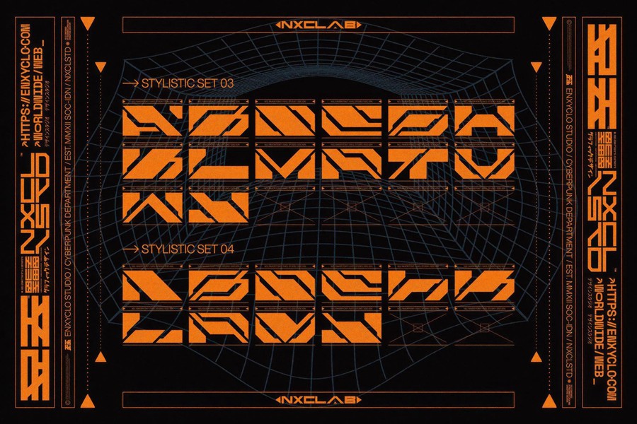 英文字体:复古Y2K赛博朋克风潮流粗体倾斜斜体先锋字体包 NCL Raxor — Futuristic Cyberpunk Font , 第15张-素材湾丨精选海外优质设计素材资源 英文字体:复古Y2K赛博朋克风潮流粗体倾斜斜体先锋字体包 NCL Raxor — Futuristic Cyberpunk Font , sucaiwan.com