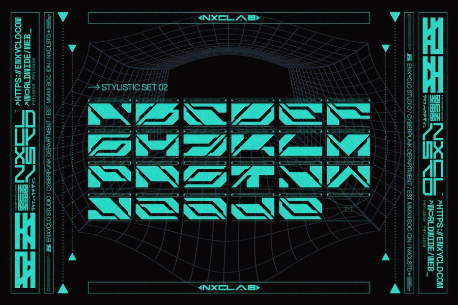 英文字体:复古Y2K赛博朋克风潮流粗体倾斜斜体先锋字体包 NCL Raxor — Futuristic Cyberpunk Font , 第14张-素材湾丨精选海外优质设计素材资源 英文字体:复古Y2K赛博朋克风潮流粗体倾斜斜体先锋字体包 NCL Raxor — Futuristic Cyberpunk Font , sucaiwan.com