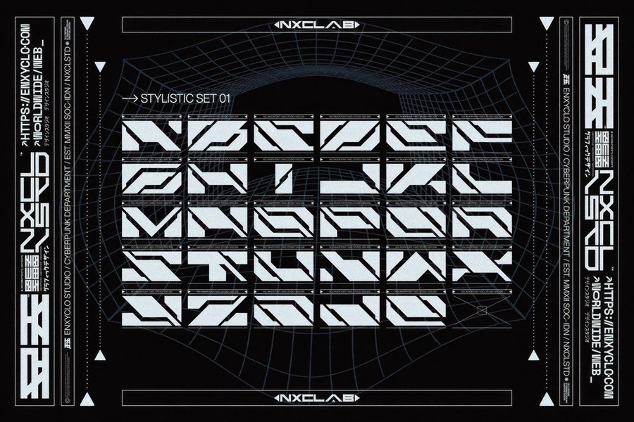 英文字体:复古Y2K赛博朋克风潮流粗体倾斜斜体先锋字体包 NCL Raxor — Futuristic Cyberpunk Font , 第13张-素材湾丨精选海外优质设计素材资源 英文字体:复古Y2K赛博朋克风潮流粗体倾斜斜体先锋字体包 NCL Raxor — Futuristic Cyberpunk Font , sucaiwan.com