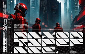 英文字体:复古Y2K赛博朋克风潮流粗体倾斜斜体先锋字体包 NCL Raxor — Futuristic Cyberpunk Font