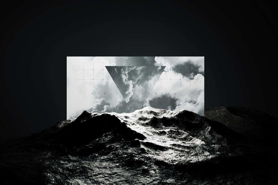 5款暗黑系音乐艺术展会广告牌海报设计PS贴图样机模板素材 Digital Screen Advertising Mockup 2 样机素材 sucaiwan.com