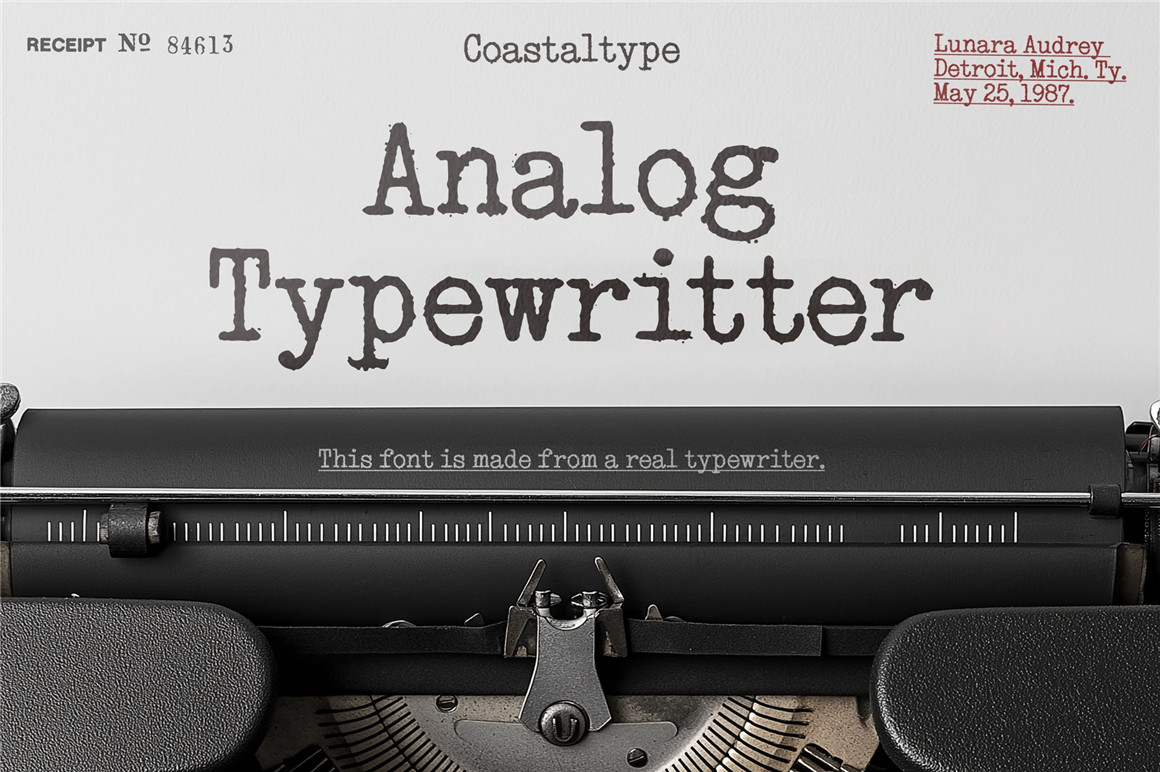 英文字体：复古老式喷墨打字机效果Logo标题衬线英文字体素材 Analog Typewriter , sucaiwan.com