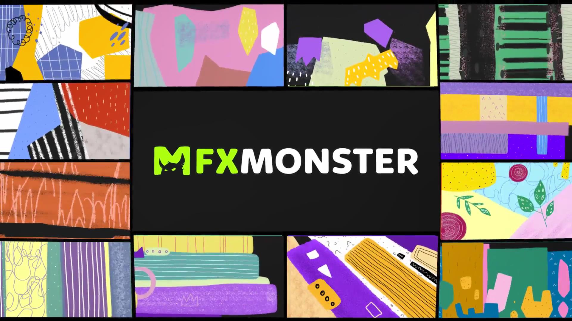 AE模板：创意趣味抽象手绘线条几何元素动画转场过渡 , sucaiwan.com