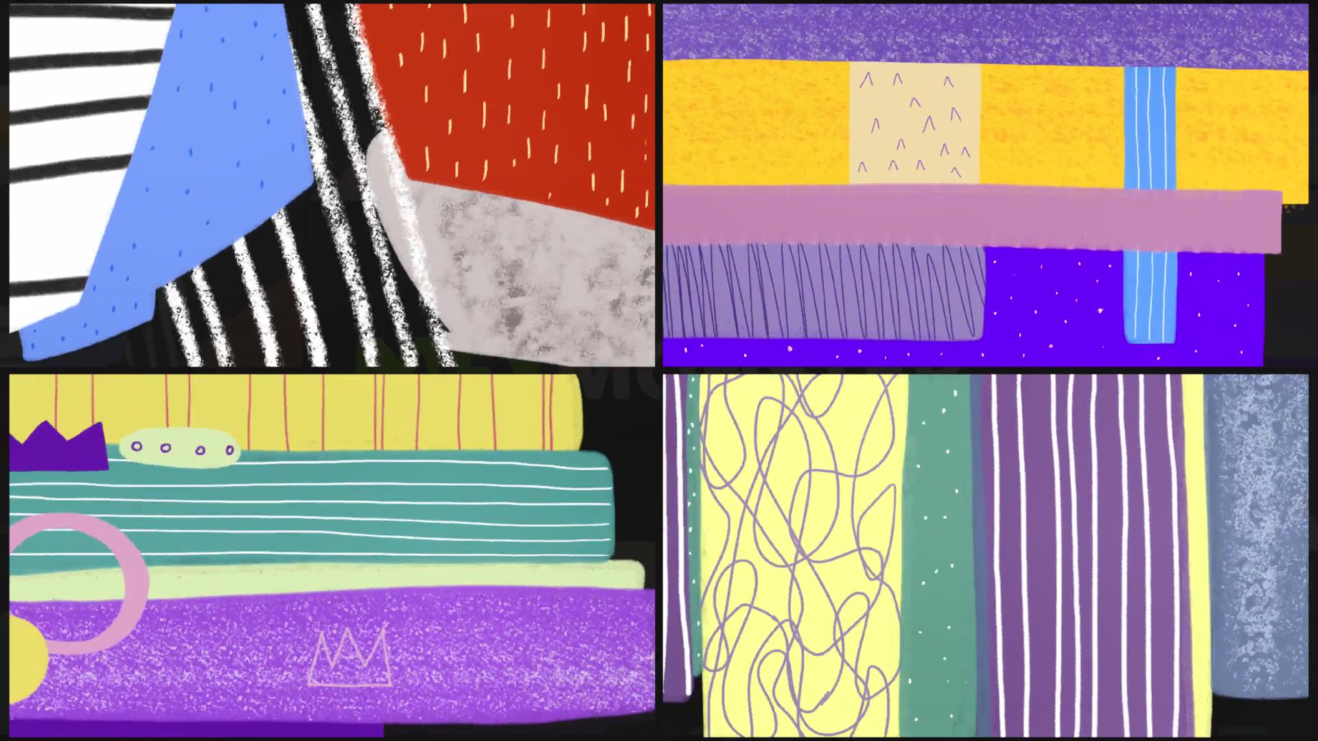 AE模板：创意趣味抽象手绘线条几何元素动画转场过渡 , sucaiwan.com