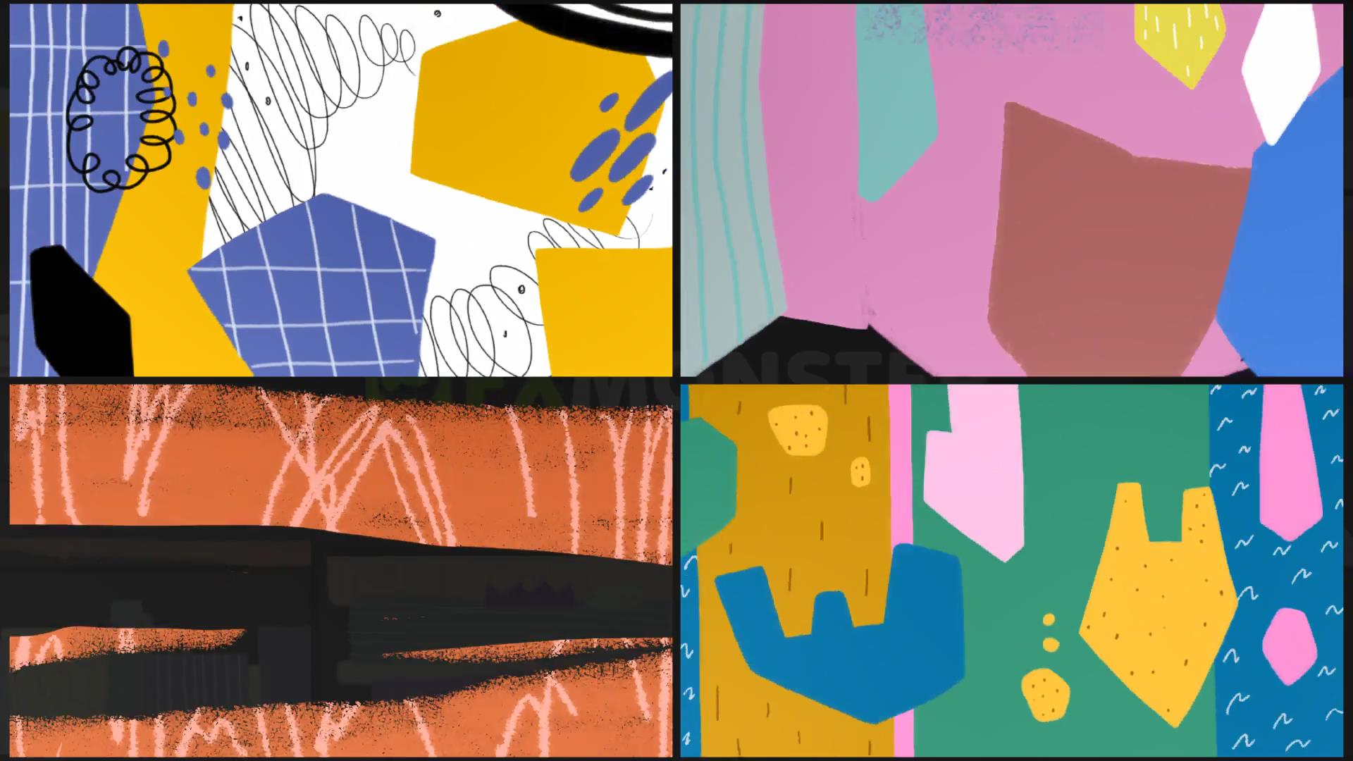 AE模板：创意趣味抽象手绘线条几何元素动画转场过渡 , sucaiwan.com