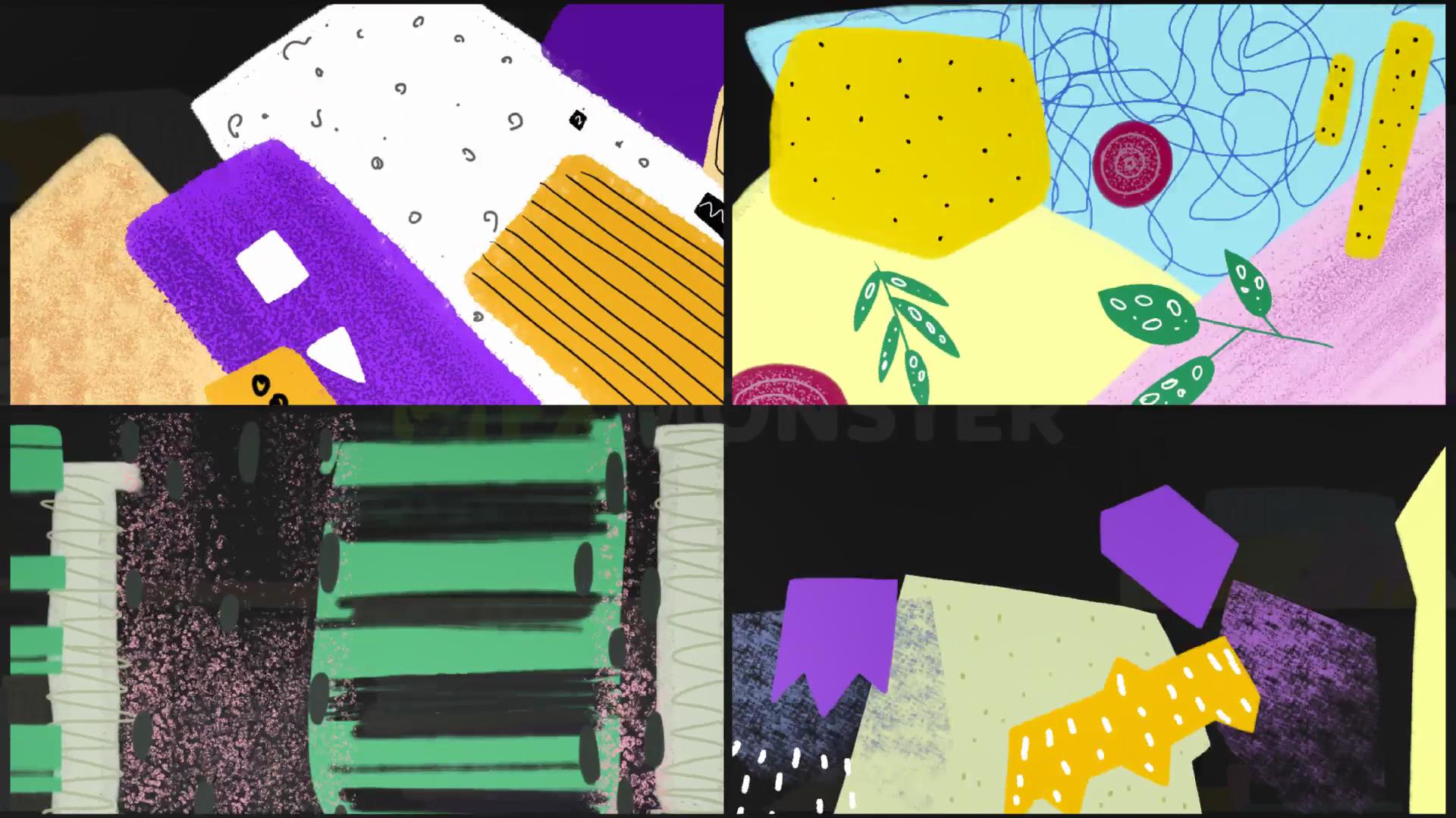 AE模板：创意趣味抽象手绘线条几何元素动画转场过渡 , sucaiwan.com