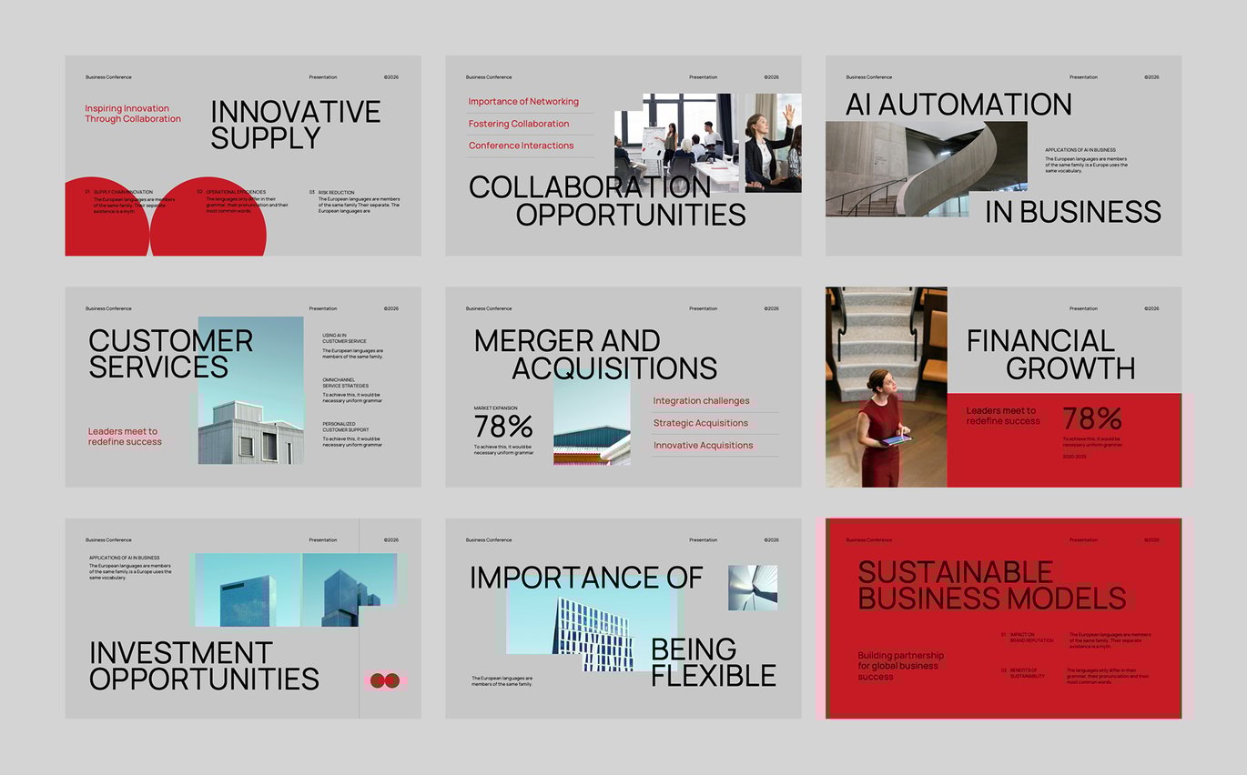 时尚企业营销策划演示文稿设计Keynote模板 Red Business Conference Keynote 幻灯图表 第4张-素材湾丨精选海外优质设计素材资源 时尚企业营销策划演示文稿设计Keynote模板 Red Business Conference Keynote 幻灯图表 sucaiwan.com