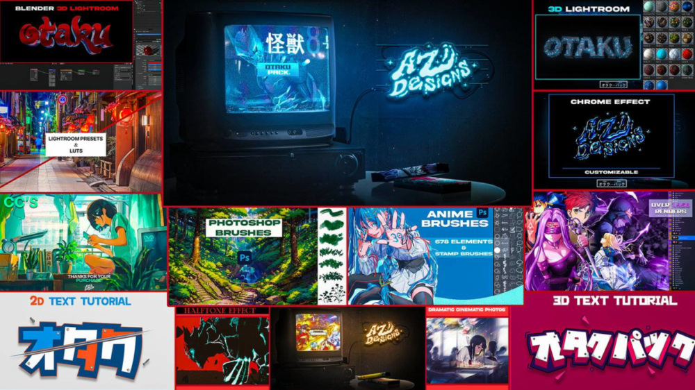 动漫动画剪辑海报视频封面图设计PSD源文件素材 Otaku Pack ( PC + MOBILE ) 图片素材 sucaiwan.com