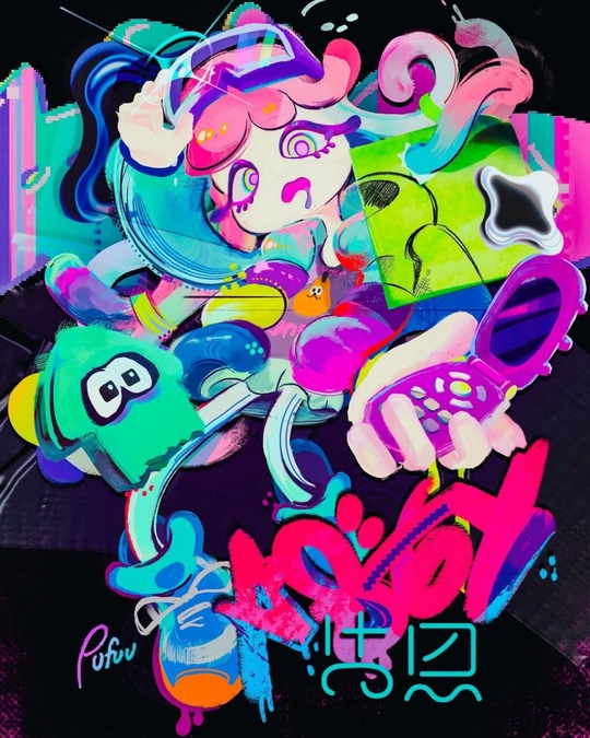 21款卡通趣味动画动漫绘画水彩水墨飞溅效果PS/Procreate笔刷素材 Pufuu’s Splatoon Brush Pack for Procreate and Photoshop 笔刷资源 sucaiwan.com