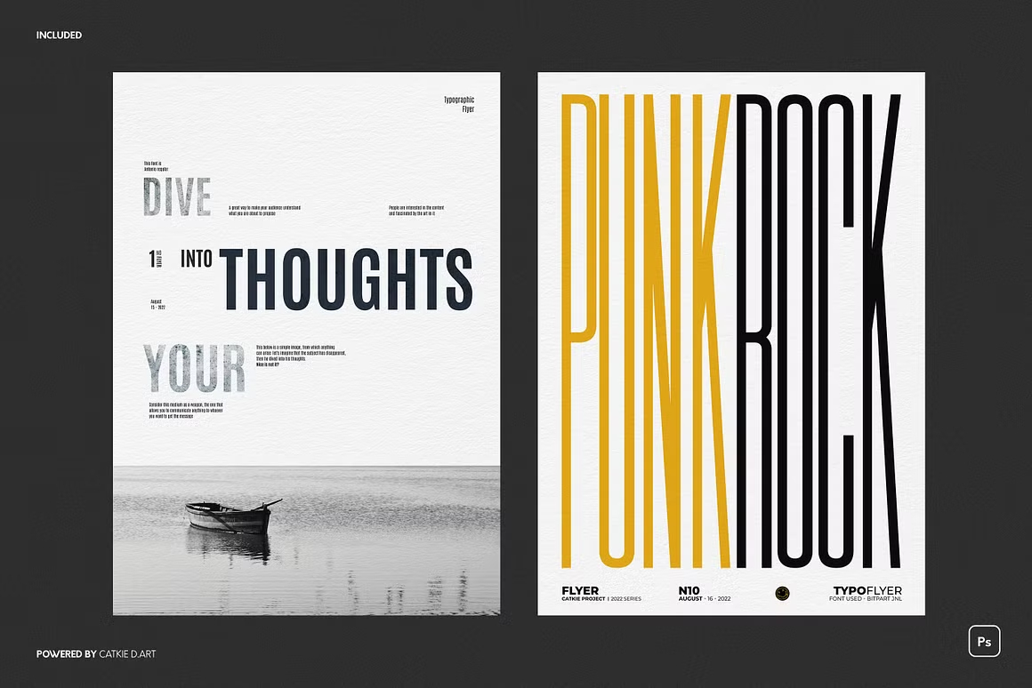 12张高质量印刷品艺术海报设计模板样机PS/AI矢量印刷海报 Typographic Flyer / Poster Bundle , sucaiwan.com