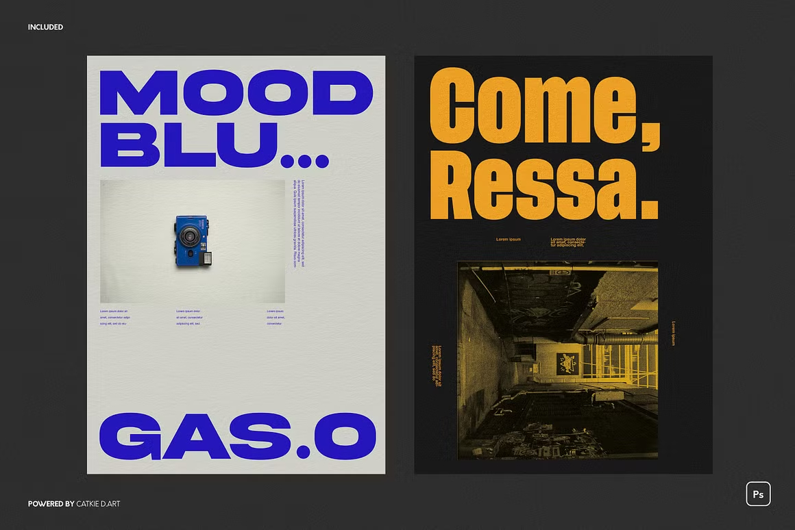 12张高质量印刷品艺术海报设计模板样机PS/AI矢量印刷海报 Typographic Flyer / Poster Bundle , sucaiwan.com