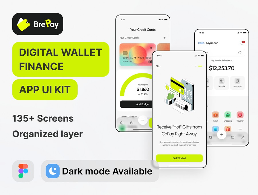 135+屏双配色金融科技财务管理理财电子钱包APP UI界面设计Figma模板套件 BrePay – Digital Wallet Finance App UI Kit APP UI 第1张-素材湾丨精选海外优质设计素材资源 135+屏双配色金融科技财务管理理财电子钱包APP UI界面设计Figma模板套件 BrePay – Digital Wallet Finance App UI Kit APP UI sucaiwan.com