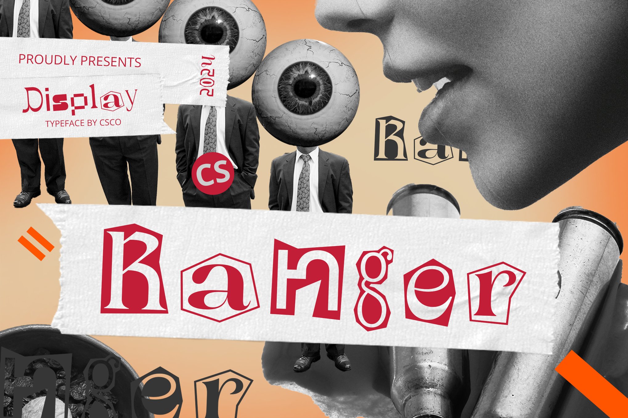 时尚创意品牌海报徽标设计装饰贴图字体安装包 Ranger – Collage Font 设计素材 第1张-素材湾丨精选海外优质设计素材资源 时尚创意品牌海报徽标设计装饰贴图字体安装包 Ranger – Collage Font 设计素材 sucaiwan.com