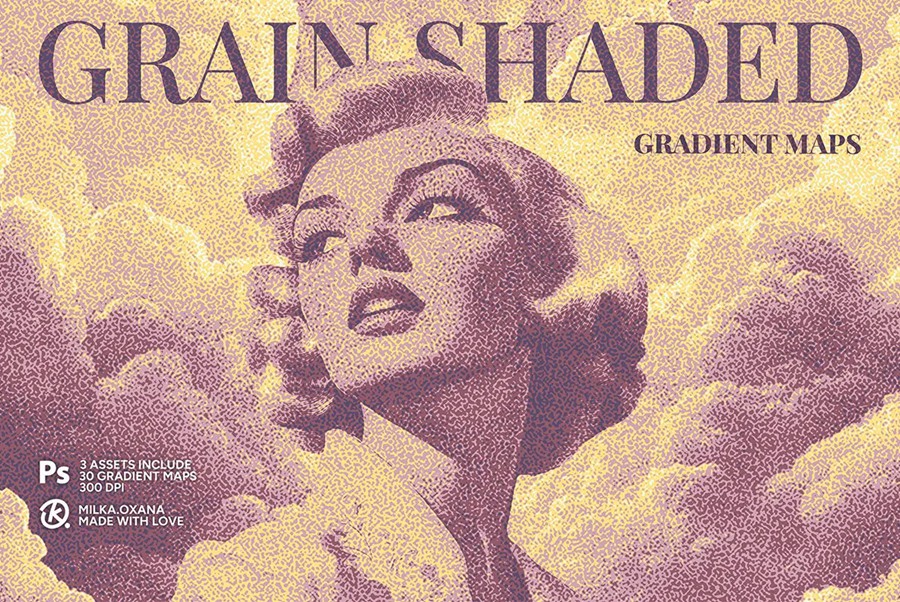 复古半色调颗粒纹理渐变照片效果ps特效滤镜样机 Grain Shaded Gradient Maps Effect 插件预设 第1张-素材湾丨精选海外优质设计素材资源 复古半色调颗粒纹理渐变照片效果ps特效滤镜样机 Grain Shaded Gradient Maps Effect 插件预设 sucaiwan.com