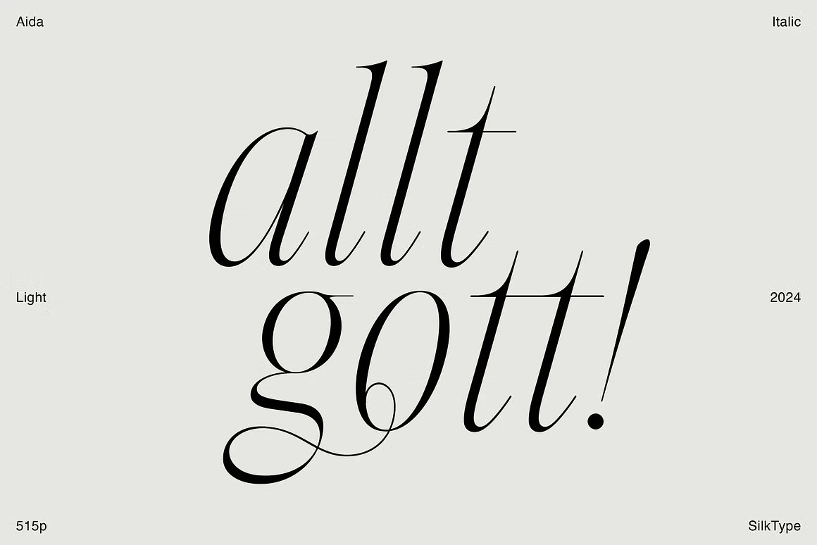 英文字体:超细现代典雅复古优雅品牌连字衬线体LOGO海报排版衬线字体 Aida - Elegant Ligature Serif , 第2张-素材湾丨精选海外优质设计素材资源 英文字体:超细现代典雅复古优雅品牌连字衬线体LOGO海报排版衬线字体 Aida - Elegant Ligature Serif , sucaiwan.com