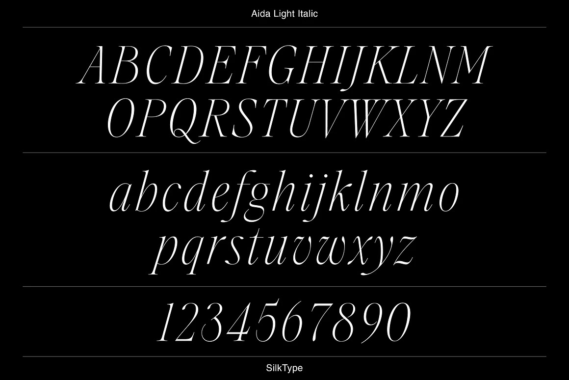 英文字体:超细现代典雅复古优雅品牌连字衬线体LOGO海报排版衬线字体 Aida - Elegant Ligature Serif , 第11张-素材湾丨精选海外优质设计素材资源 英文字体:超细现代典雅复古优雅品牌连字衬线体LOGO海报排版衬线字体 Aida - Elegant Ligature Serif , sucaiwan.com