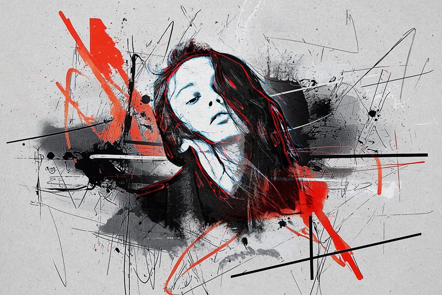 潮流前卫拼贴艺术水墨飞溅街头涂鸦风概念海报传单图像设计PS样机模板素材 Inky Spots Photo Effect 图片素材 sucaiwan.com