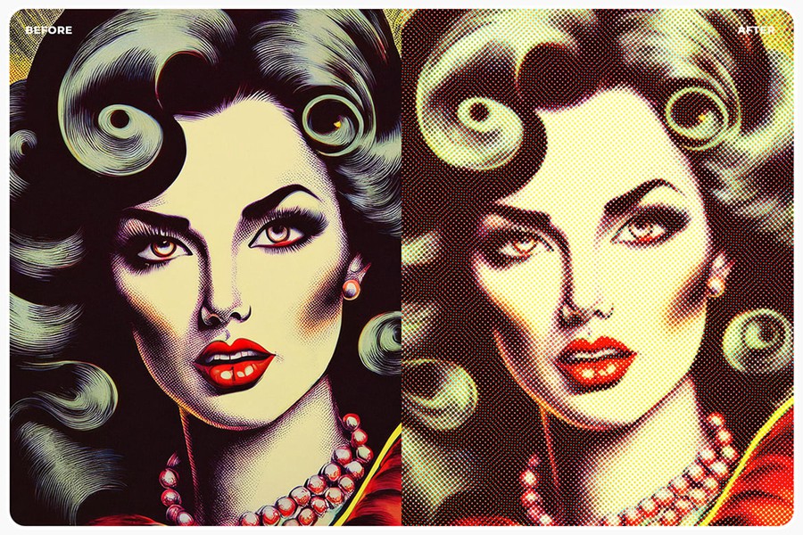 复古半色调纹理漫画照片效果PS动作修图滤镜插件设计素材 Comic Halftone Photoshop Action 插件预设 第2张-素材湾丨精选海外优质设计素材资源 复古半色调纹理漫画照片效果PS动作修图滤镜插件设计素材 Comic Halftone Photoshop Action 插件预设 sucaiwan.com