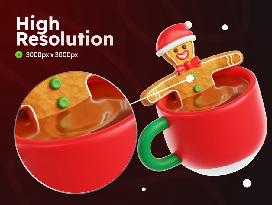 26款卡通趣味圣诞老人3D姜饼人插图插画设计OBJ/PNG格式素材 3D Gingerbread Man 图片素材 sucaiwan.com