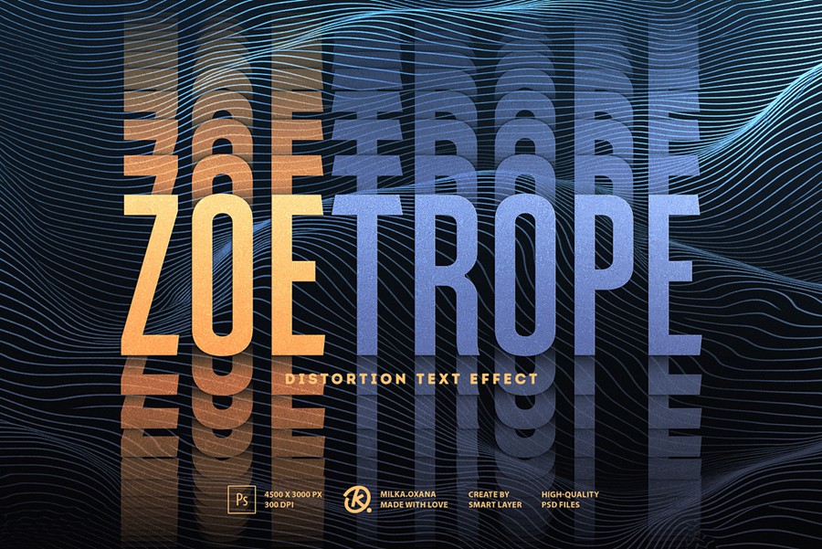 故障失真扭曲文本效果ps特效滤镜样机 Zoetrope — Distortion Text Effect 插件预设 sucaiwan.com