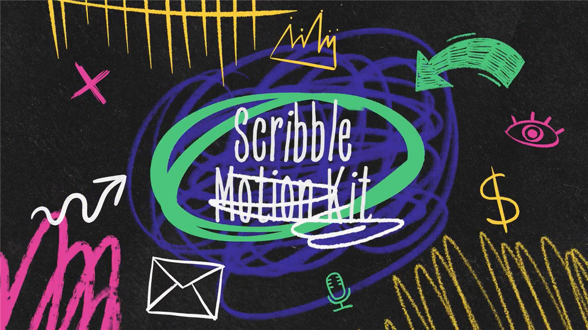 AE模板：79个复古街头马克笔艺术手绘涂鸦笔迹符号元素视频动画模板 , sucaiwan.com