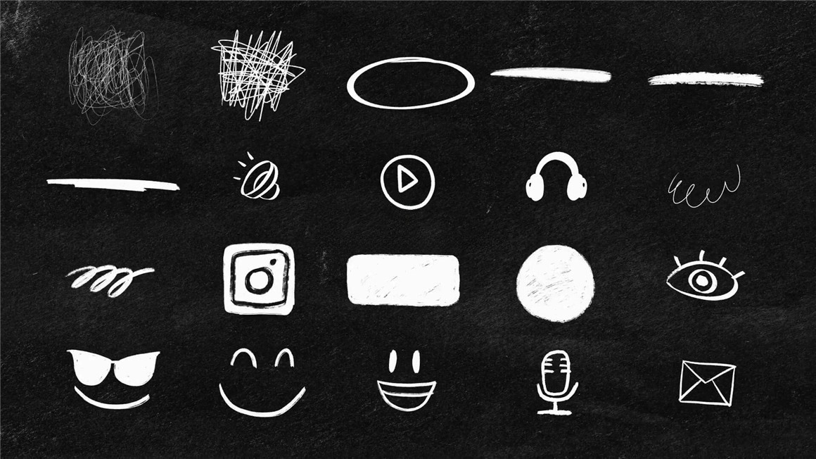 AE模板：79个复古街头马克笔艺术手绘涂鸦笔迹符号元素视频动画模板 , sucaiwan.com