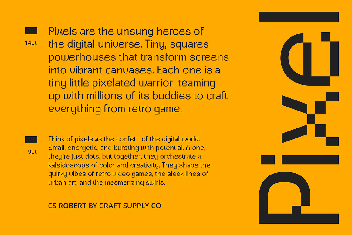 复古像素风品牌海报游戏设计无衬线英文字体安装包 Robert – Pixel Font 设计素材 sucaiwan.com