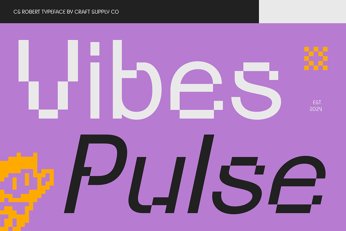 复古像素风品牌海报游戏设计无衬线英文字体安装包 Robert – Pixel Font 设计素材 sucaiwan.com