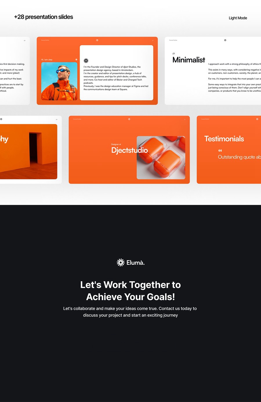 30+屏现代流行个人简历作品集图文排版新潮演示文稿设计Figma/PPT/Keynote格式素材 Eluma – Portfolio Presentation 幻灯图表 sucaiwan.com